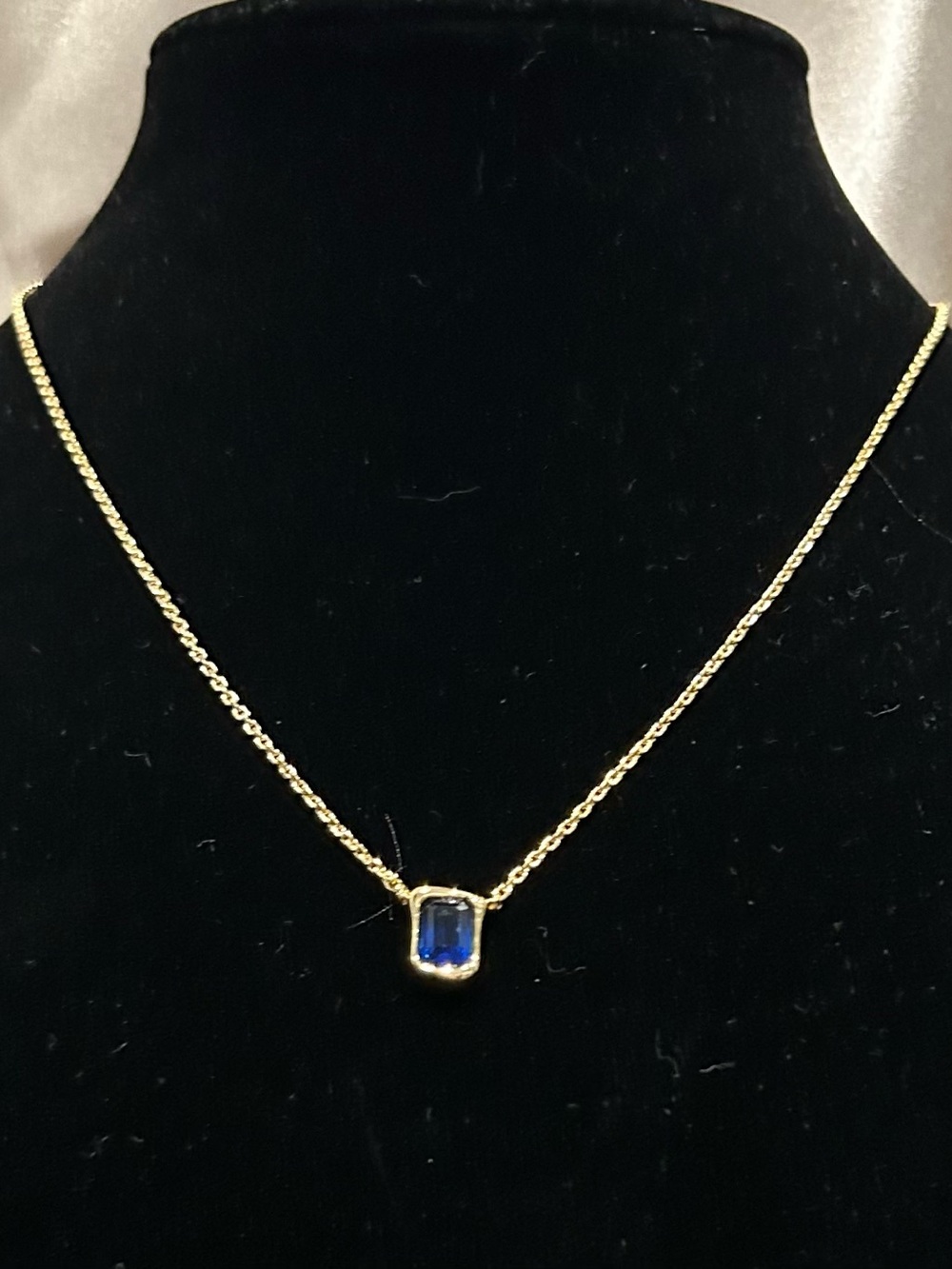 Kate SpadeGold Chain Necklace with Blue Crystal Pendant